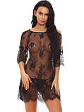 Прозорий короткий пеньюар чорного кольору, фото 4