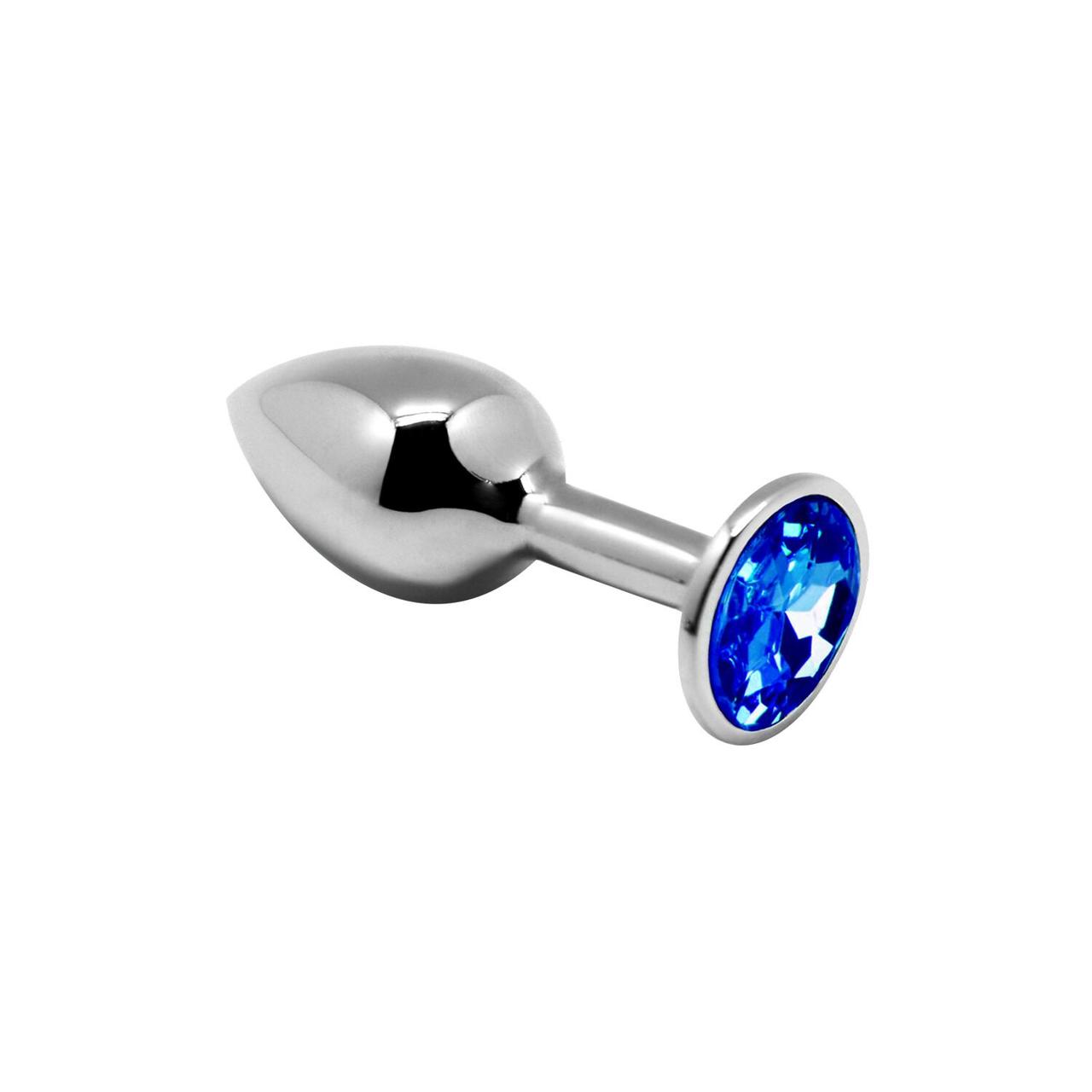 Металева анальна пробка з кристалом Alive Mini Metal Butt Plug Blue S | Promax