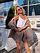 Прогулянковий літній жіночий костюм-трійка (шорти + майка + сорочка); американський креп/7 кольорів, фото 4