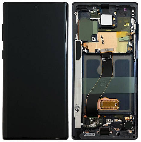 Дисплей Samsung Galaxy Note 10 N970 с тачскрином и рамкой, оригинал 100% Service Pack, Black, фото 2