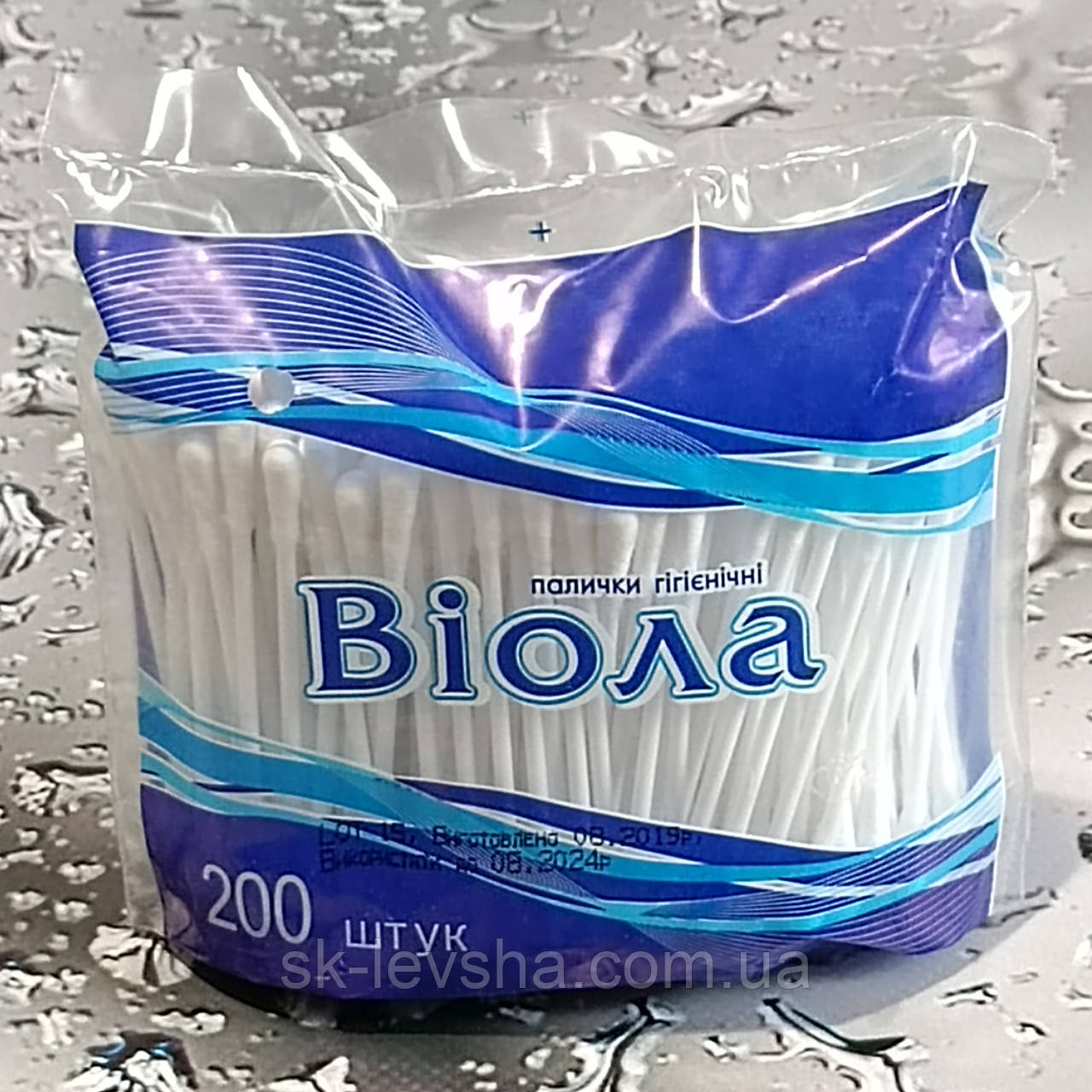 Ватні палички Віола 200 шт. в м’якій упаковці 80±5 мм.