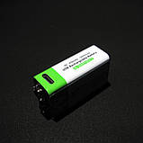 Батарейка акумулятор, що перезаряджається, крона 6F22 9 V (CR-9V) USB Type-C 650 мА·год Li-ion Smartoools, фото 3