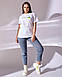 Модна жіноча патріотична футболка, трикотаж бавовняного кольору у кольорах, фото 9