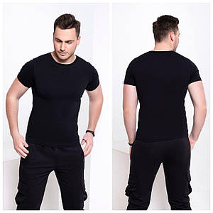 Чоловіча однотонна футболка; тканина: турецький кулір