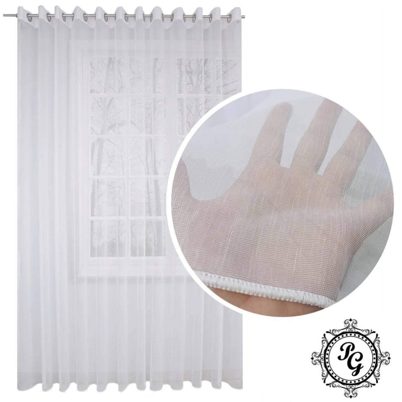 Ціна за 2 м! Тюль однотонний на бамбуковій основі. Колір: Білий, фото 1