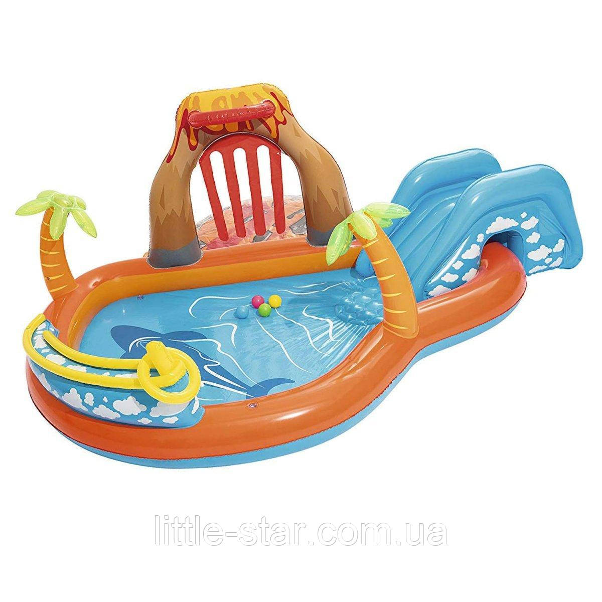 Надувний ігровий центр Bestway 53069 «Вулкан», 265 х 265 x 104 см, з гіркою та кульками