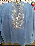 Сорочка вишиванка вишита синя джинс, фото 2