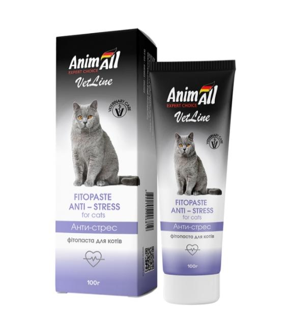 Ласощі AnimAll VetLine вітамінізована паста антистрес для котів 100г