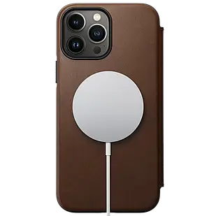 Чехол Nomad Leather Folio with MagSafe Rustic Brown для iPhone 13 Pro Max