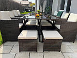 Обідній комплект меблів із техноротангу Korfu XXL Cube style коричневий, фото 3