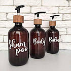 Набір дозаторів для ванної кімнати "Тоскана" 500 мл коричневий пластик, дерево (3 шт) англ., фото 3