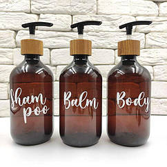 Набір дозаторів для ванної кімнати "Тоскана" 500 мл коричневий пластик, дерево (3 шт) англ.