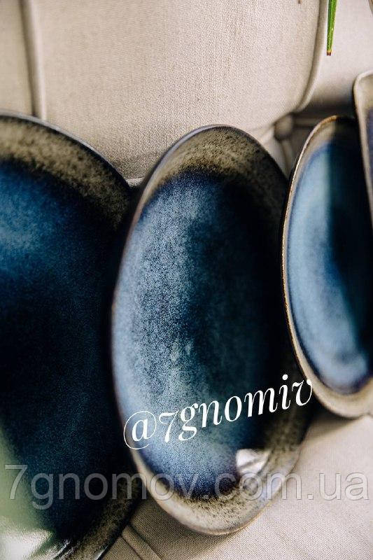 Тарілка супова керамічна синя Оксамит 23 см