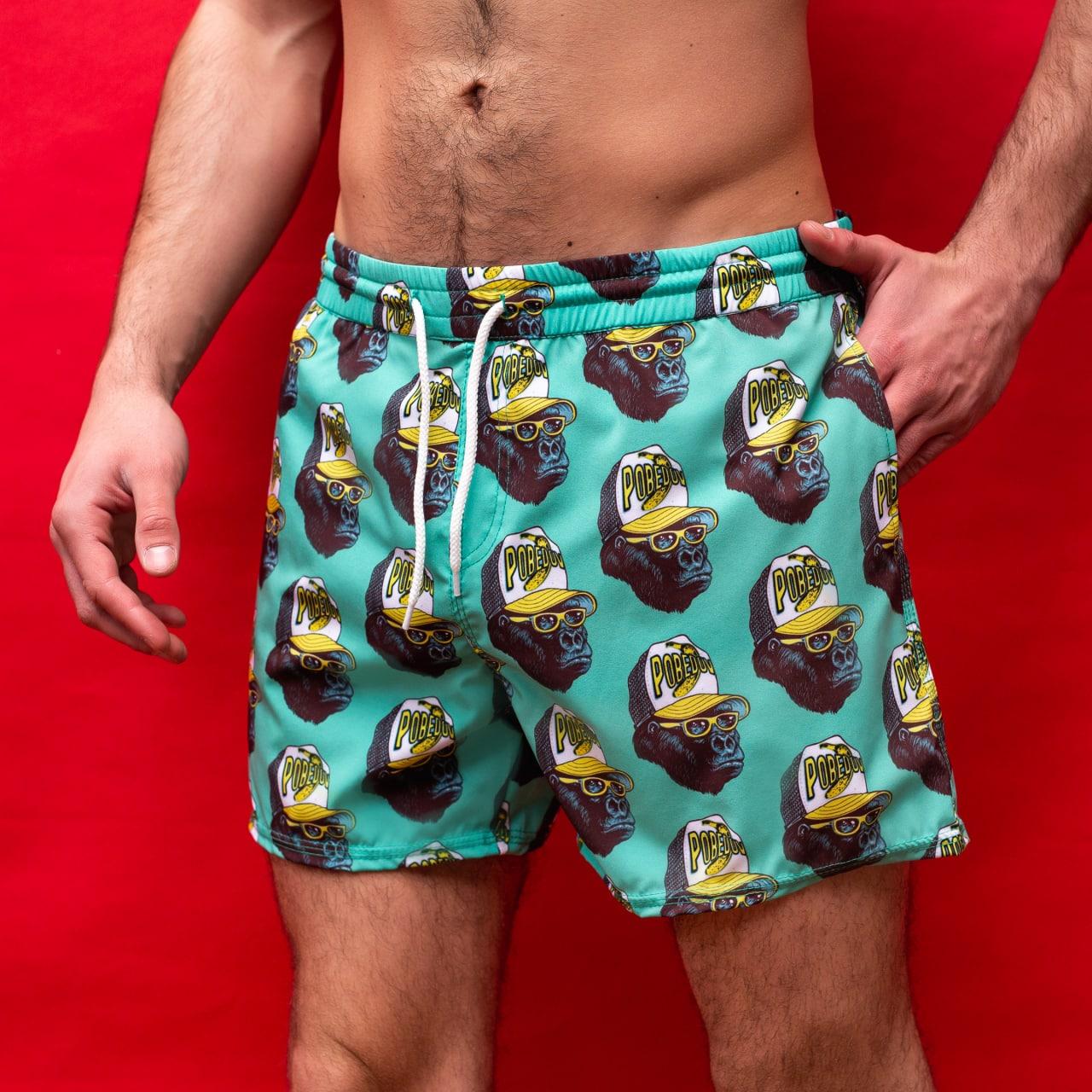 Купальні шорти чоловічі пляжні літні плавальні Povedov Mavpy бірюза Туреччина. Живе фото, фото 1