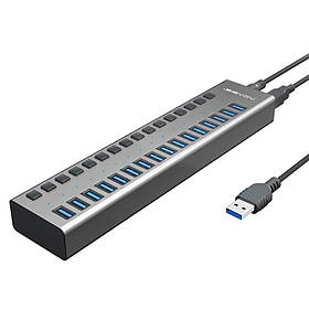 USB hub Acasis H716 з блоком живлення (Сріблястий)