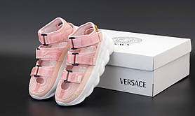 Сандалії жіночі рожеві Versace Chain React Sandal Pink. Сандалії літні для жінок Версачі Чейн Реакт