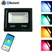 Светодиодный прожектор RGB для освещение фасада LED Flood Light 25W c Bluetooth уличная подсветка дома (GA)