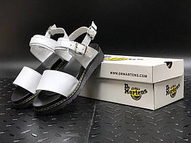 Сандалії жіночі білі з чорним Dr Martens Sandals Black/White. Сандалії літні для жінок Др Мартінс білі
