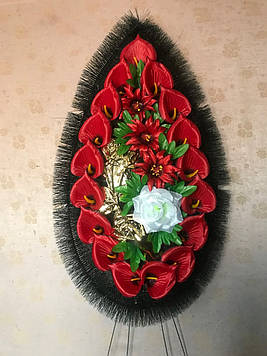 Вінок похоронний з штучних квітів (Новий йорш №1), розміри 135*60см, доставка по Україні.