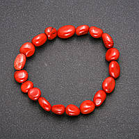 Браслет на гумці з натурального каменю Яшма червона галтовка d- 8-12мм+- L-18см+- купити біжутерію дешево в