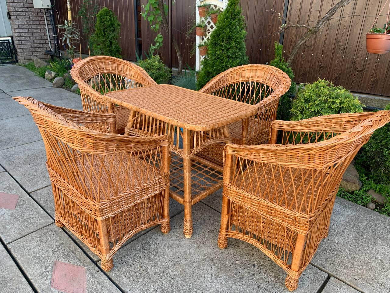 Меблі з лози | комплект з 2 крісла та столи | меблі плетені з столом