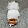 46 8-10 міесяців термо утеплена тепла зимова в'язана шапка для хлопчика малючків з хутряним помпоном 8114 БЛ, фото 2