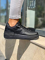 Кроссовки женские черные Nike Air Force Shadow (00981)