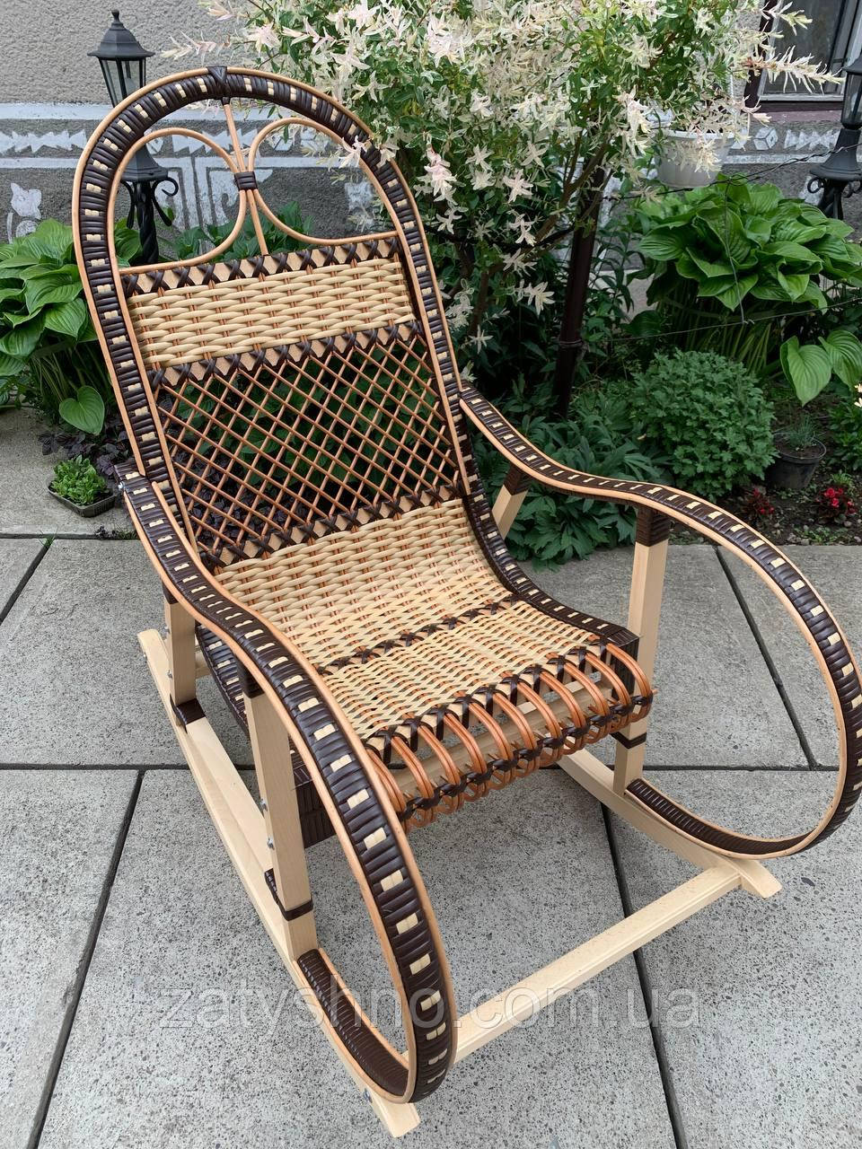 Плетене крісло-качалка розбірна з бука і лози | крісло-гойдалка для відпочинку садова для дачі
