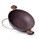 Сковорода WOK "Magic Brown" 30х9см алюмінієва з кам'яним антипригарним покриттям Fissman, фото 2