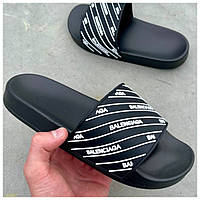 Женские шлепанцы Balenciaga Slides Small Logo Black , черные шлепки баленсиага сланцы слипоны тапки