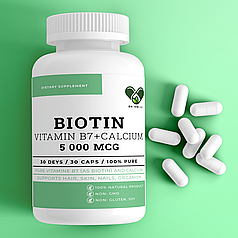 Біотин для волосся 5000 мкг. PREMIUM з кальцієм (Biotin 5000 mcg.) EN'VIE LAB 30 капсул