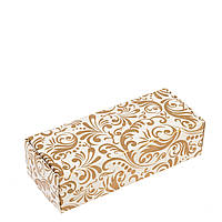 Коробка для макаронс 140х57х38 (на 5 шт), золота з малюнком