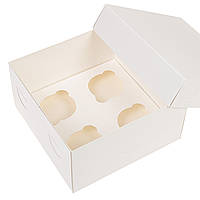 Коробка 200х200х105 (на 4 капкейка) без вікна, біла