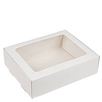 Коробка для десертів з вікном "mega" 240х190х65 (з ламінацією), біла
