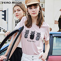 Футболка женская с пайетками АНАНАСЫ летняя хлопковая VERO MODA, (розовая) S