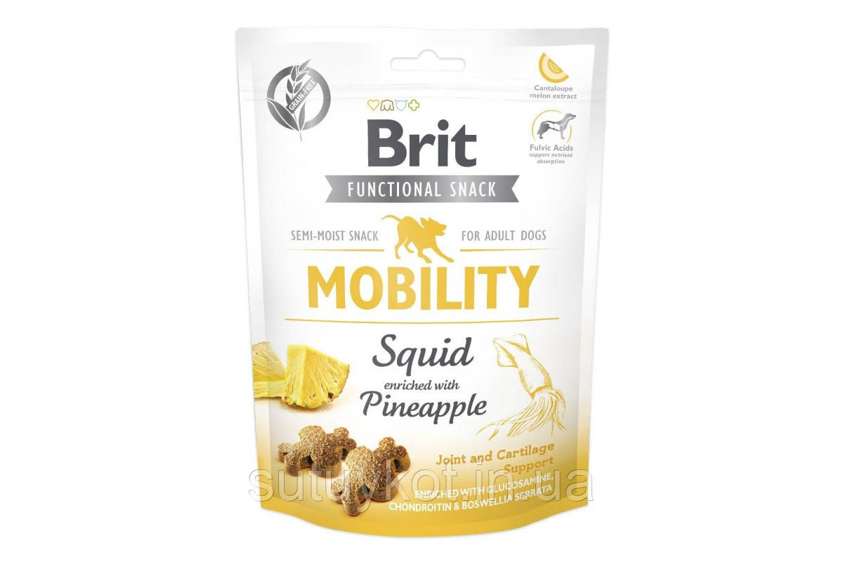 Brit (Брит) Care Mobility Брит кеа мобіліті ласощі для суглобів у собак з кальмаром і ананасом ,150 гр.