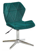Стілець Torino Modern Base велюр зелений 1003 на хромованій хрестовині на стопках, фото 2