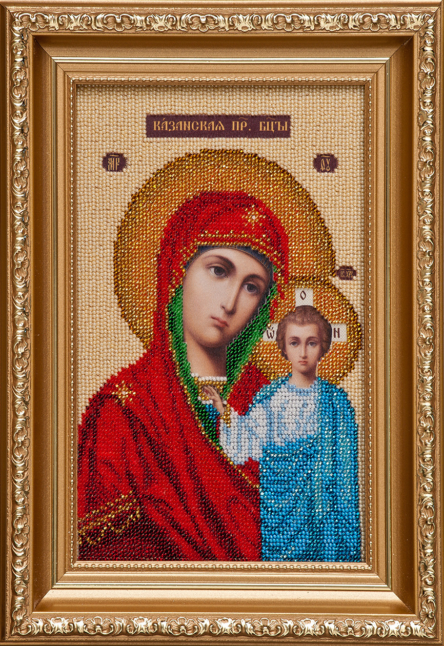 Схема для вишивки бісером Казанська ікона Божої Матері І-036 (габардин)