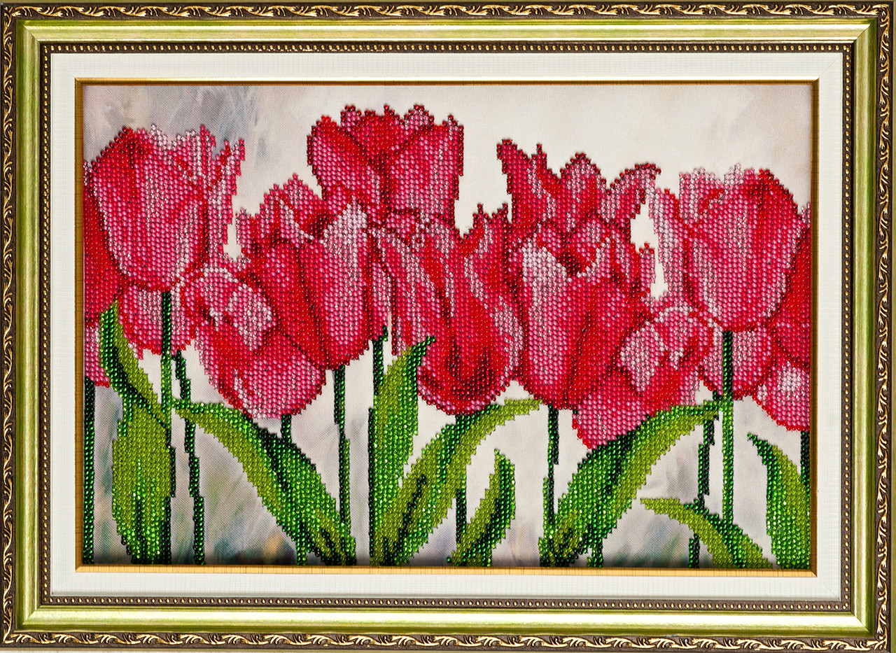 Схема для вишивки бісером Тюльпани К-044 (габардин), фото 1