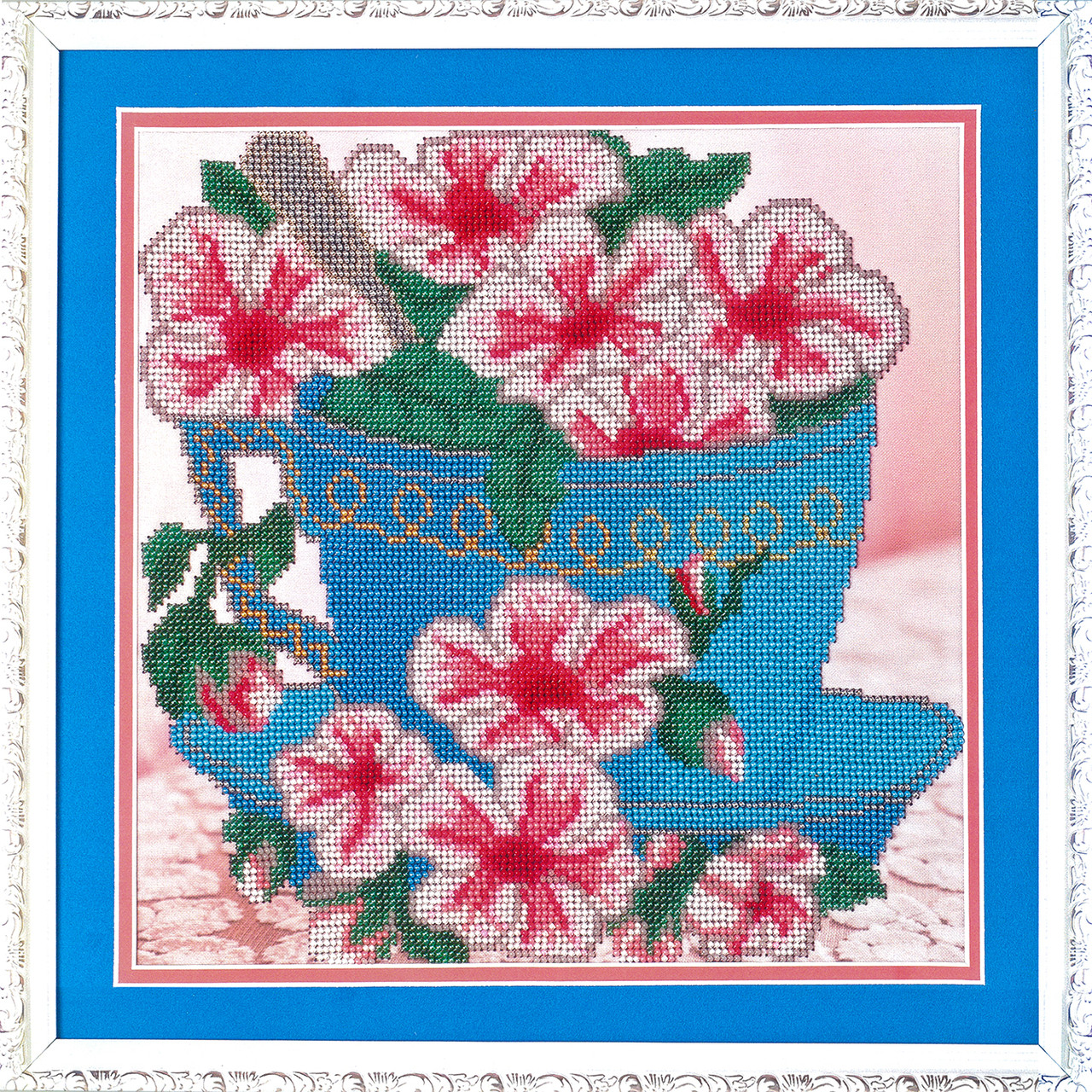 Схема для вишивки бісером Квіти в чашці К-073 (габардин), фото 1