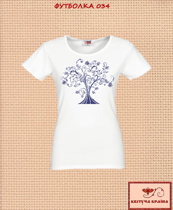 Заготовка для вишиванки Футболка жіноча 034 ТМ "Квітуча країна", фото 1