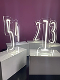 Номерок від 1 - 9 на стіл з неону та акрилу Manific Decor Холодний Білий, фото 7