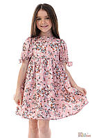 Платье в цветочный принт цвета пудры для девочки (110 см.) Suzie