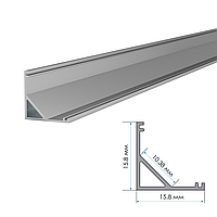 Профиль алюминиевый 2м накладной угловой ПФ-9 + рассеиватель (комплект)
