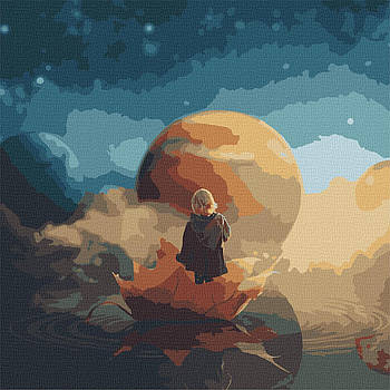 Картина за номерами Космічна прогулянка з фарбами металік Ідейка 50х50 (KHO9547)