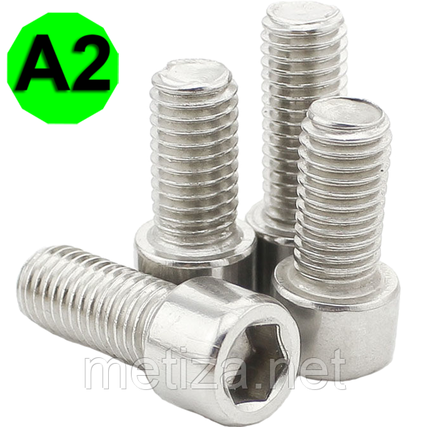Гвинт з циліндричною головкою з внутрішнім шестигранником, нержавіюча сталь А2, DIN 912, М8 X 20, фото 1