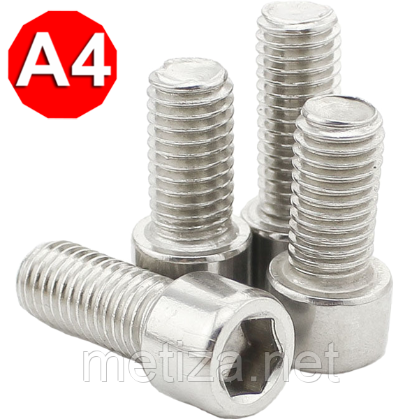 Гвинт з циліндричною головкою з внутрішнім шестигранником, нержавіюча сталь А4, DIN 912 М16 X 45, фото 1