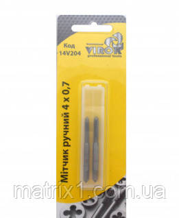 Мітчик VIROK М4 х 0,7; 2 шт.(№1+№2) сталь 9ХС. DIN 2181. ГОСТ 3266-81