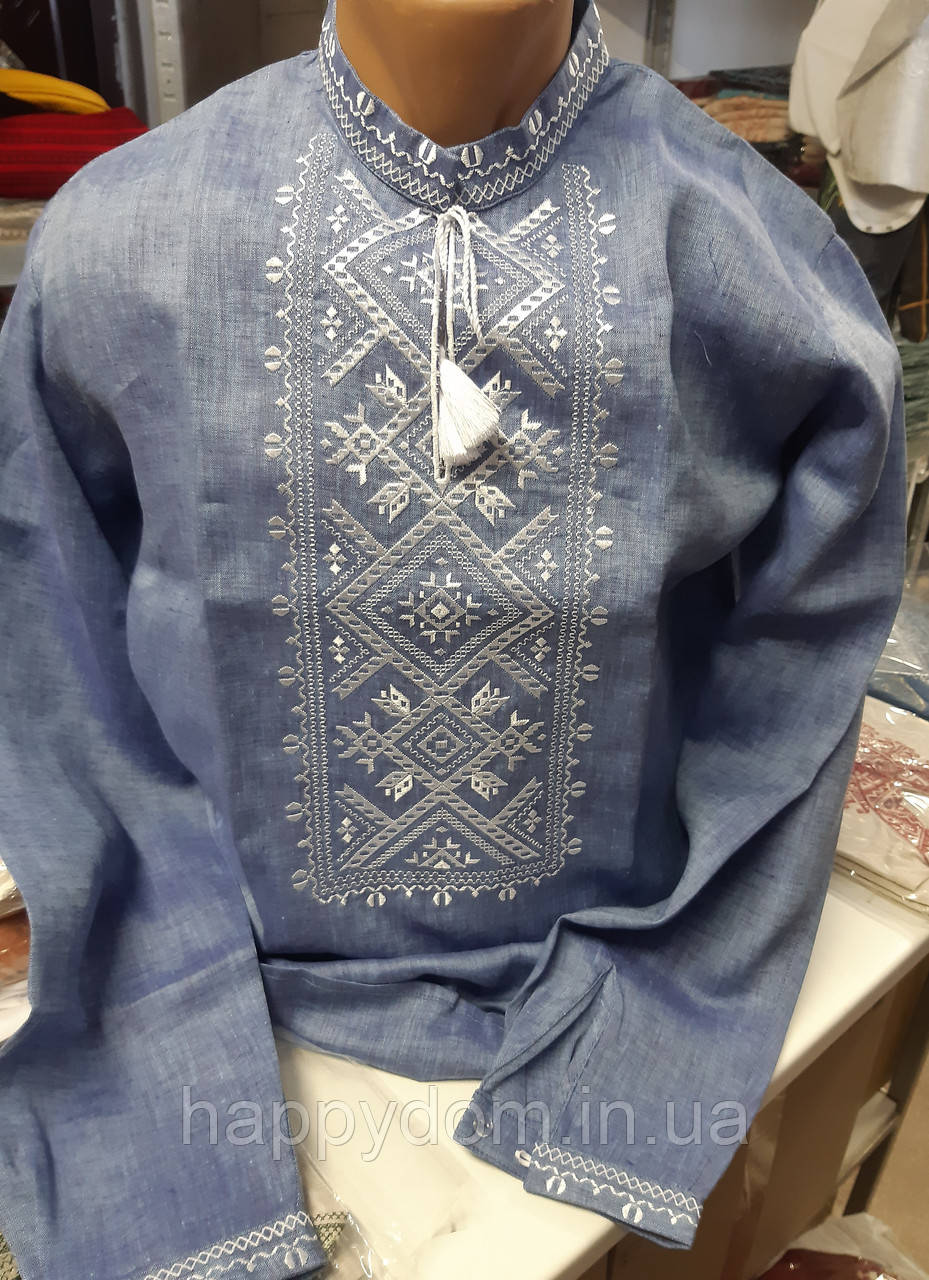 Сорочка вишиванка вишита синя джинс