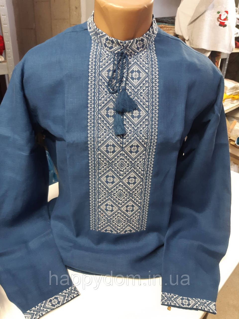 Сорочка вишиванка вишита синя джинс